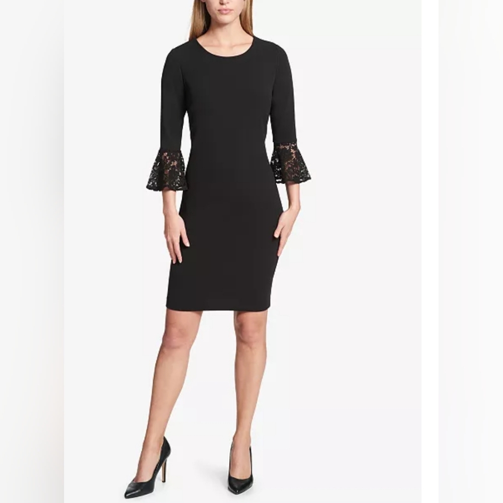 TOMMY HILFIGER LACE CUFF BELL SLEEVES SHEATH DRESS SIZE 6
